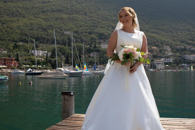 Ellie Before her wedding on the jetty.