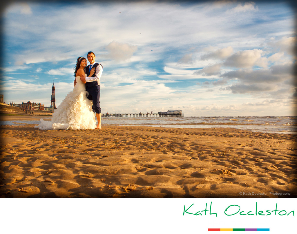 Wedding photography on Blackpool Beach