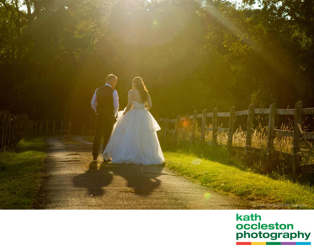 Sunset photography with bride & groom at The Villa, Wrea Green