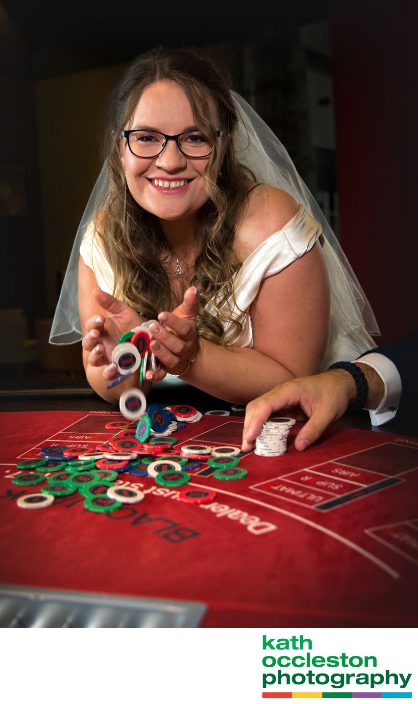 Bride in the casino winning!