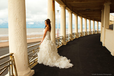 Bride looking out to sea