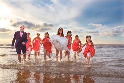 Wedding party in the sea