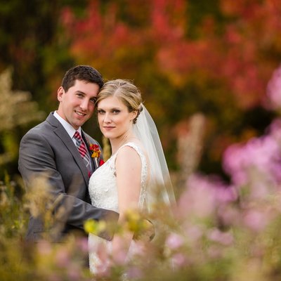 Oshkosh Wedding Photography in October Pink Flowers