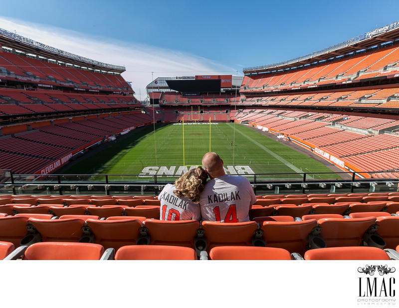 Amazing Engagement Photos in the Cleveland Browns Stadium