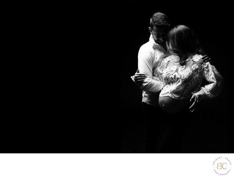 Romantic Maternity Couple Portrait in Studio Romantic Maternity Couple Portrait in Studio