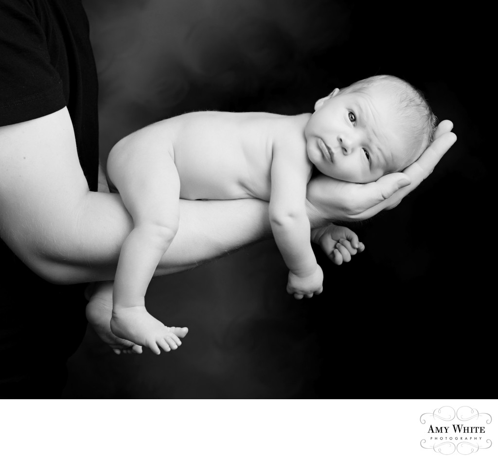 Newborn with daddy Cedar Rapids photography