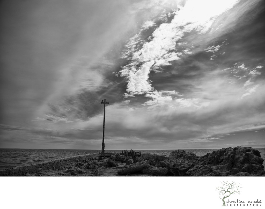 Salton Sea California grungy black and white film photo