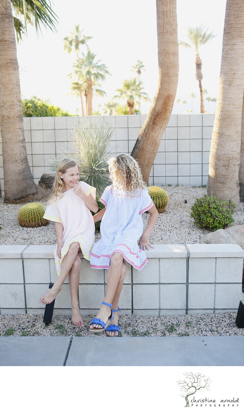 Palm Springs family photos at mid-century modern home