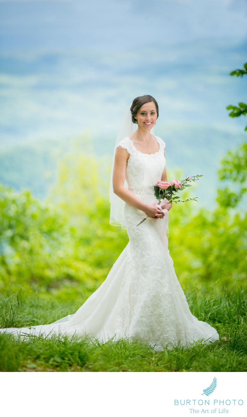 Ashe County Wedding Photo Bridal Portrait Mountain Veiw