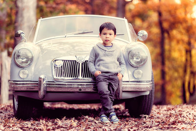 Children Portraits Boone Boy with Grandpa's Car