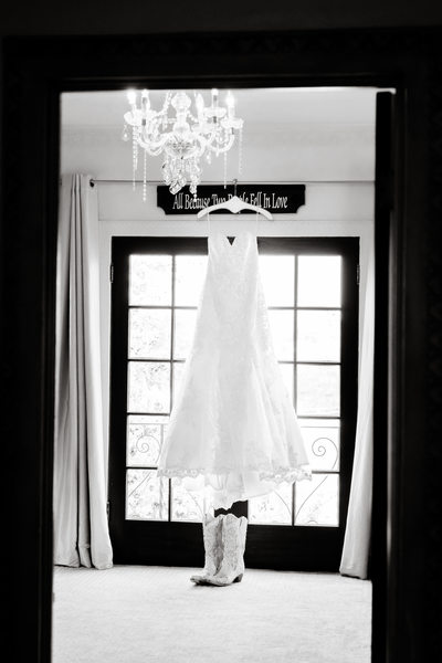 Wedding dress with cowboy boots in Phoenix