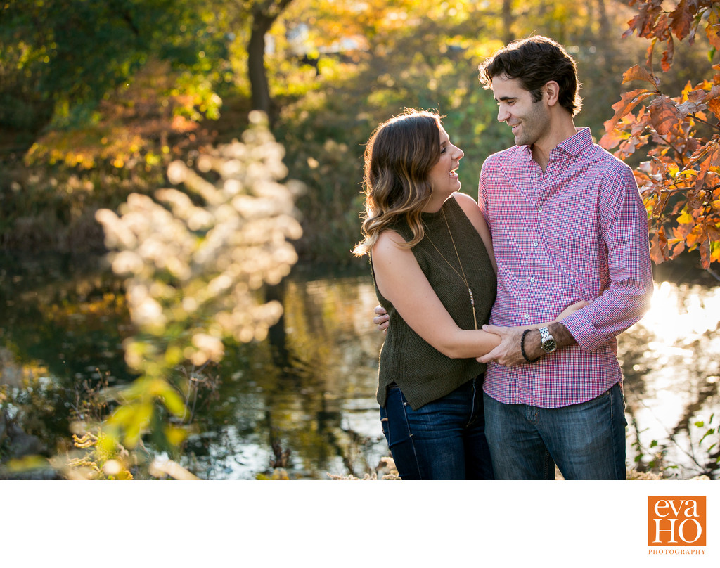 Lincoln Park Lily Pond Fall Time Engagement Shoot