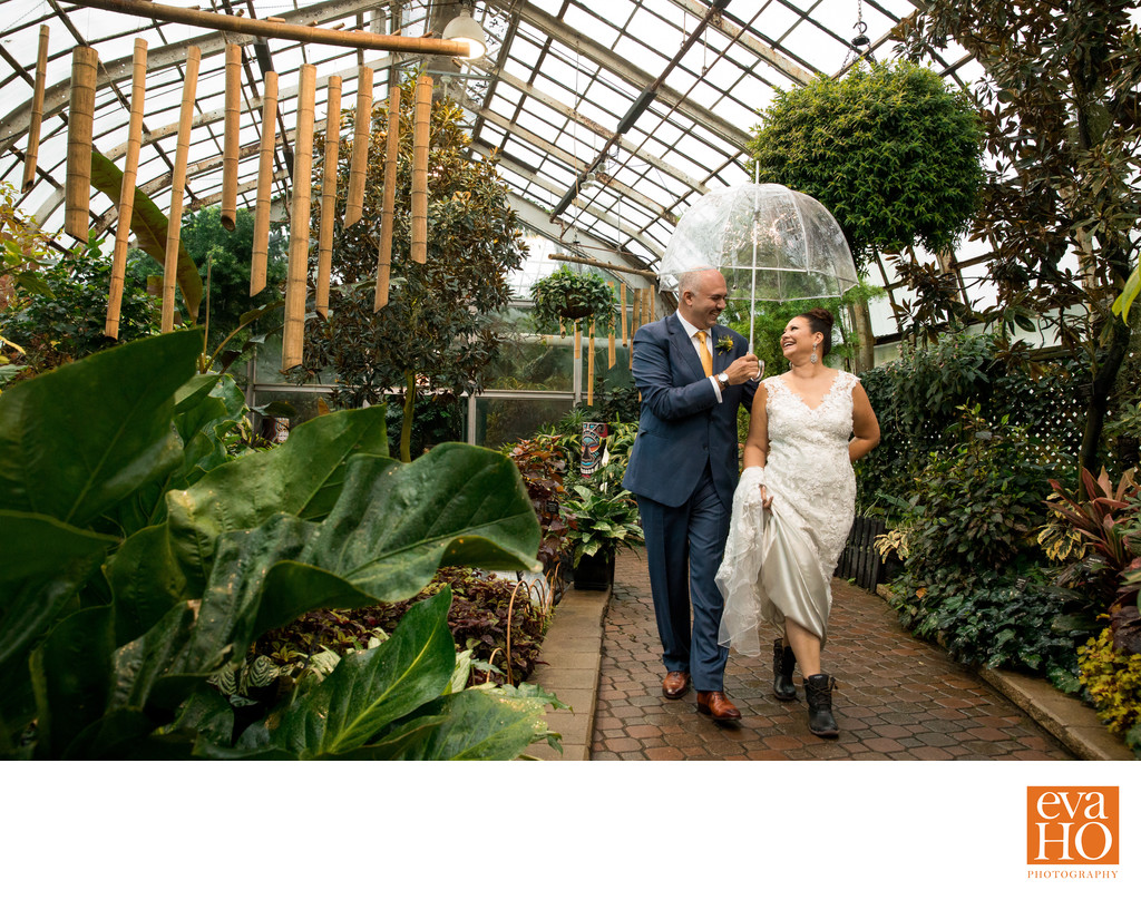 Rainy Day Wedding Portrait at Lincoln Park Conservatory