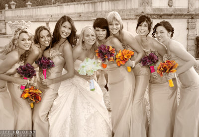 Bride and Bridesmaids at a Vizcaya Wedding Miami