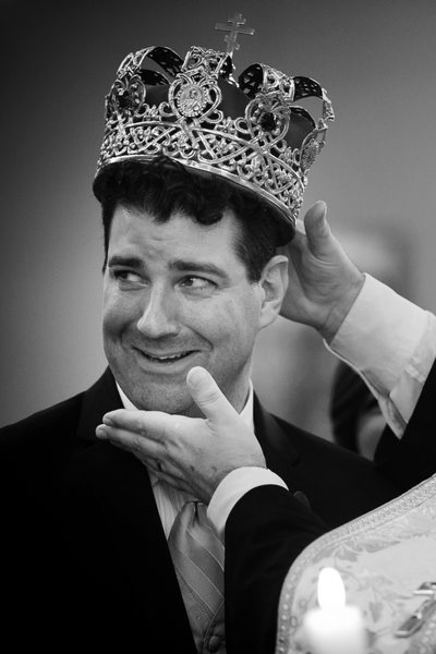 Eastern Orthodox wedding, groom wears crown. Ritz Carlton