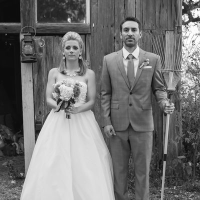 American Gothic wedding photo in austin