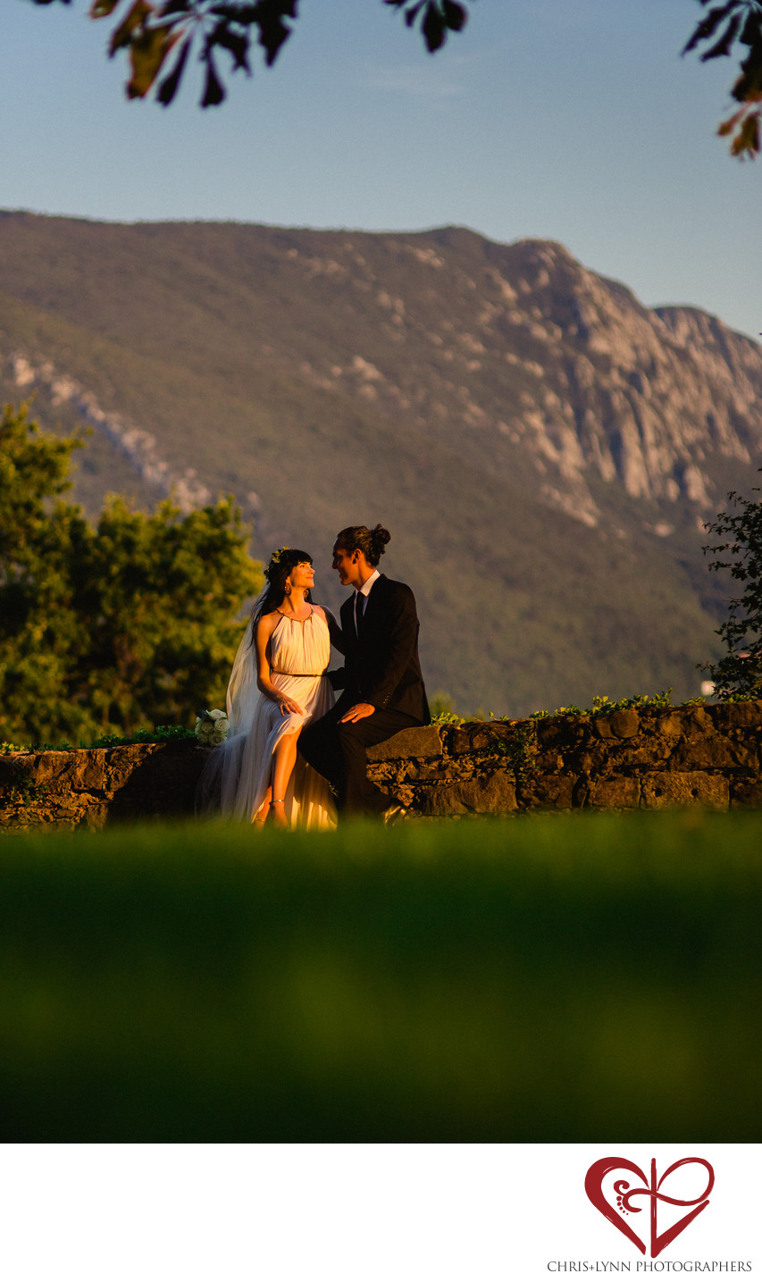 Sunset Vineyard Wedding Photograph in Slovenia