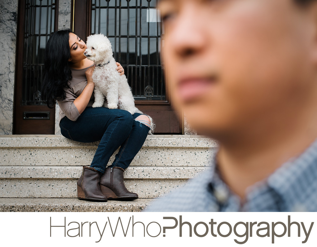 Cute Engagement Photo with Dog