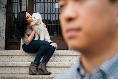 Cute Engagement Photo with Dog