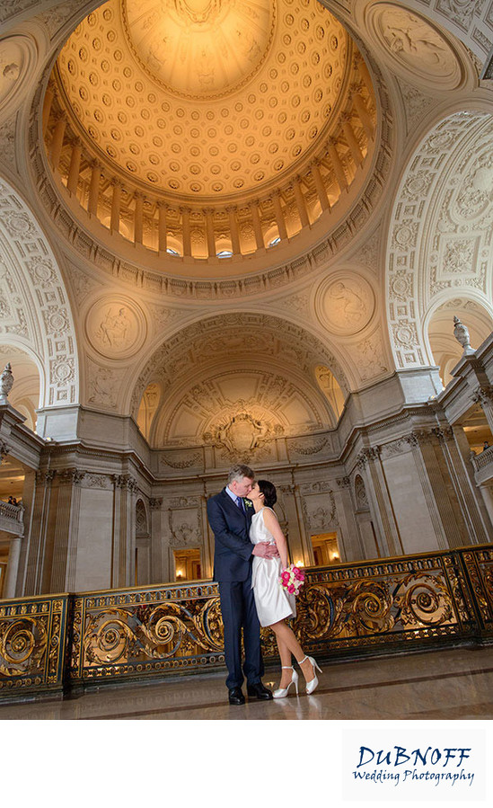 second floor bride and groom at San Francisco city hall