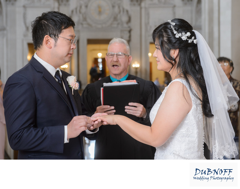 City Hall Ring Exchange during a San Francisco Wedding Ceremony