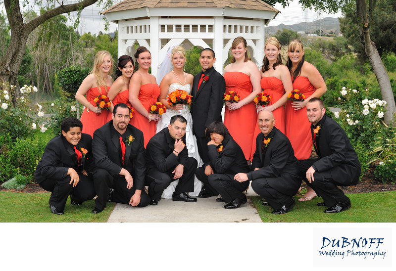 Fun wedding party picture by the Gazebo at the Conta Costa Country Club in Pleasant Hill