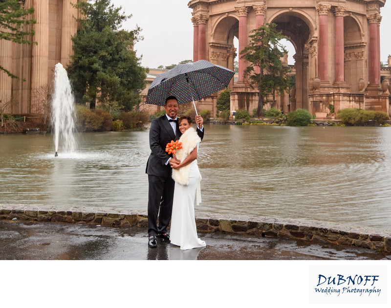 Palace of Fine Arts in the rain - San Francisco City Hall Wedding Photographer