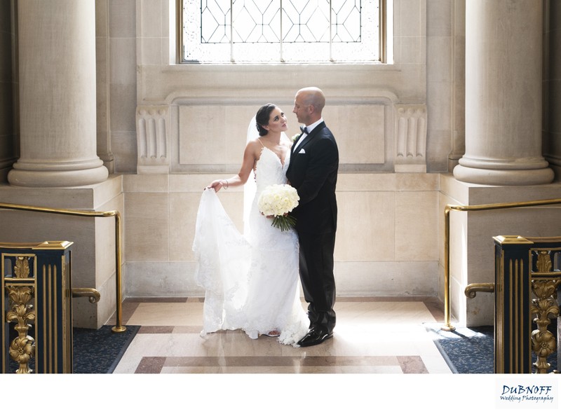 Bride and Groom Enjoy a moment after their SF City Hall Wedding