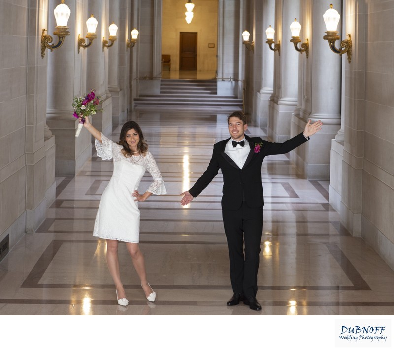 Wedding Photography at SF City Hall with newlyweds