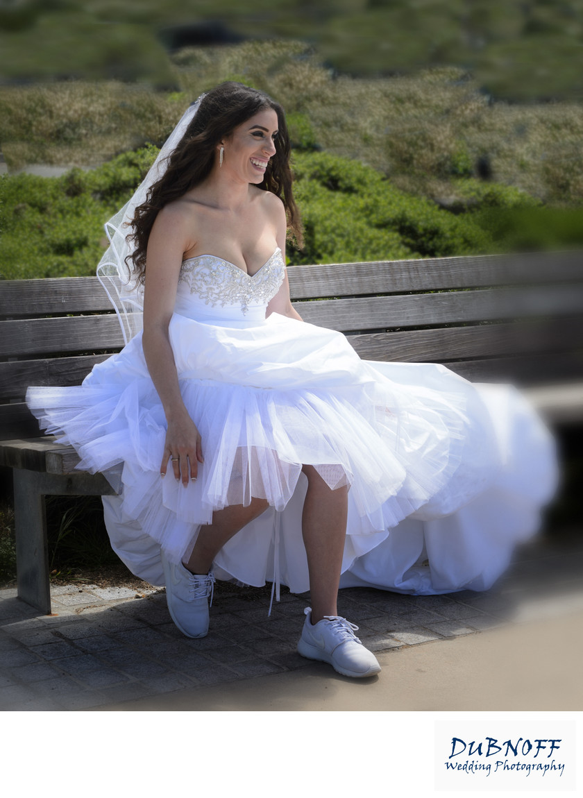 San Francisco City Hall Wedding Photographers - Bride with Sneakers
