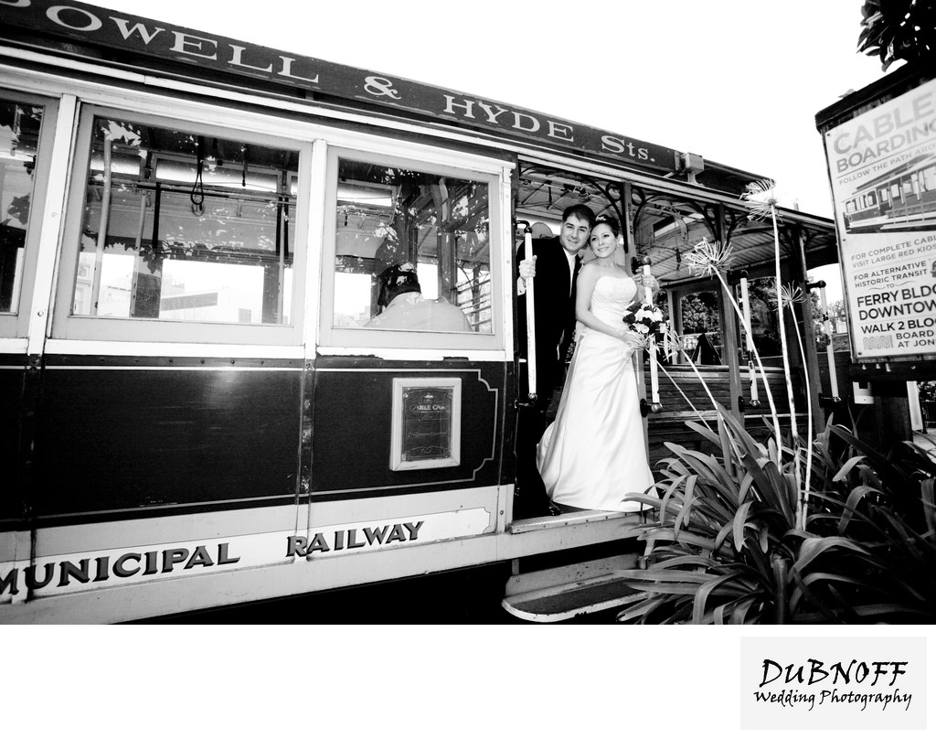 Cable Car Wedding Photography in San Francisco - Black and White