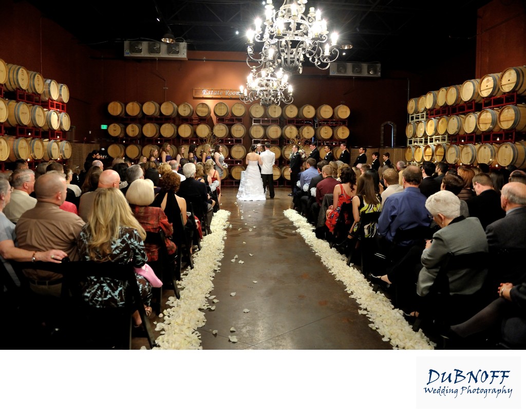 Wedding Ceremony in the Palm Event Center Barrel  Room