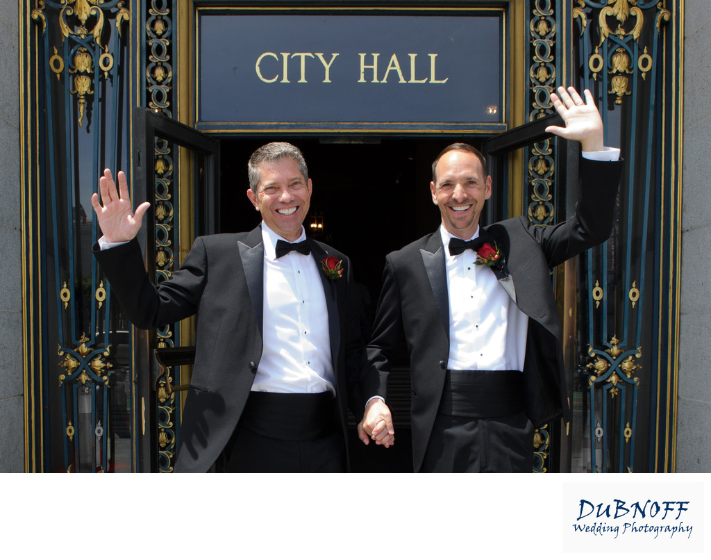 Newlywed Gay Grooms Leaving the San Francisco Courthouse