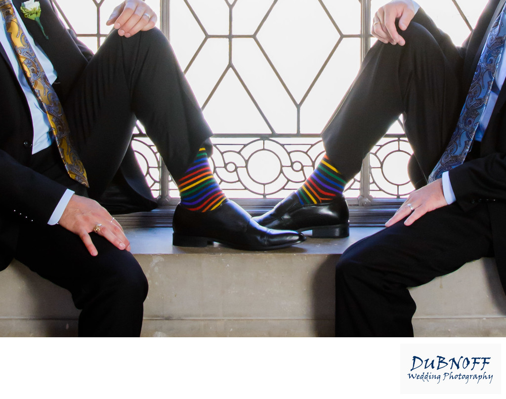 Awesome Rainbow Socks for this LGBTQ marriage
