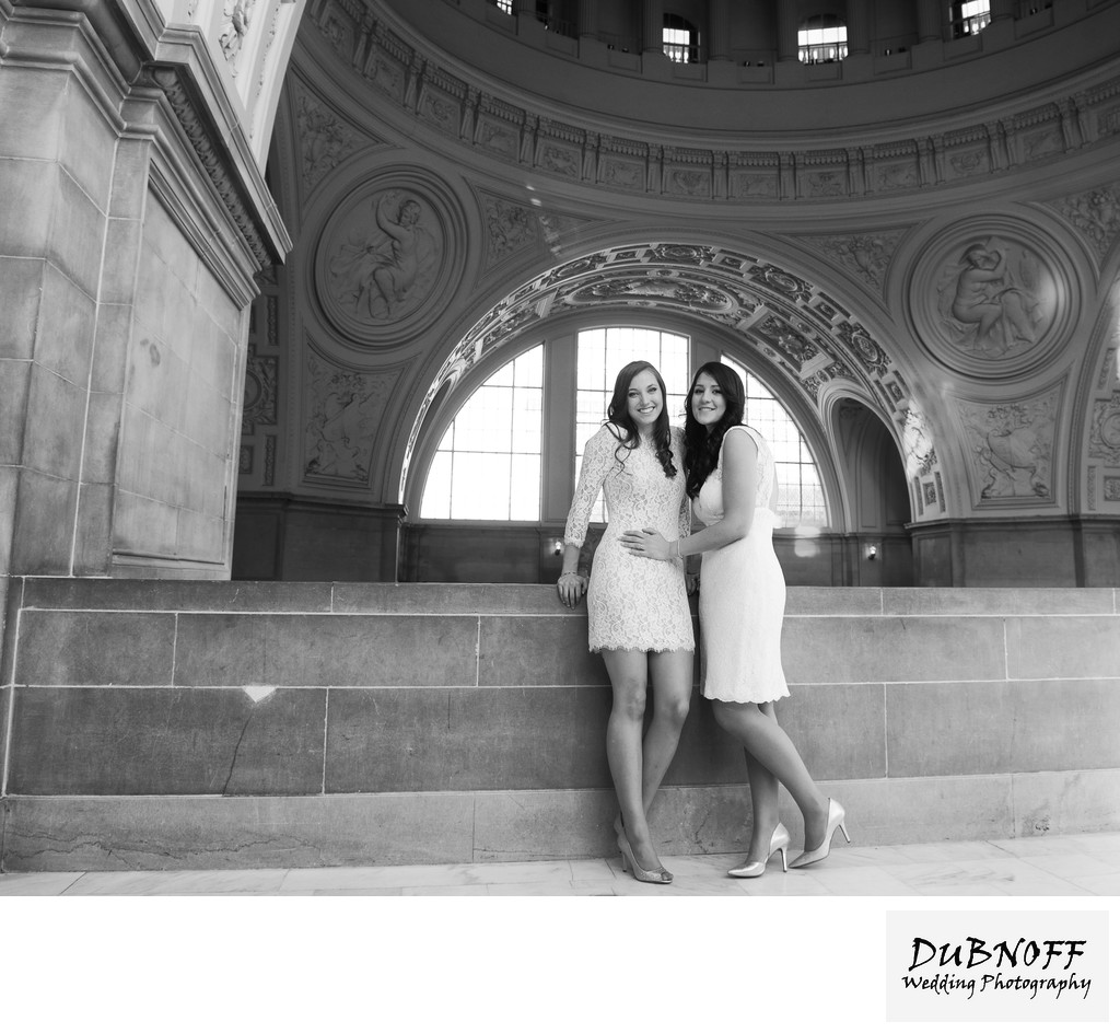 LGBTQ  Brides Posing for City Hall Wedding Photography