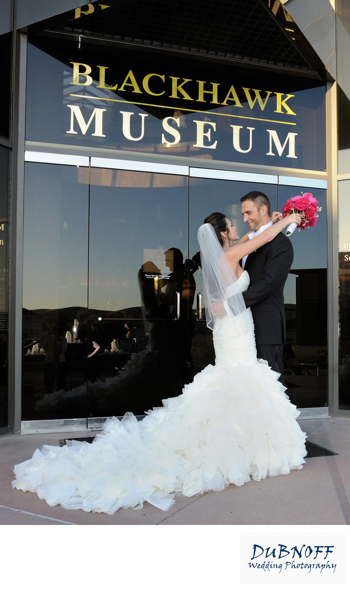 Blackhawk Auto Museum Entrance Wedding Picture