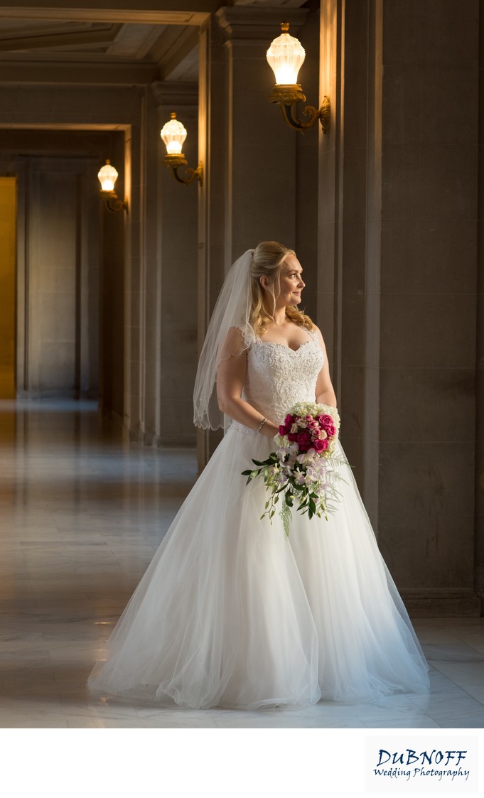 Wedding Photography of a beautiful bride at San Francisco city hall