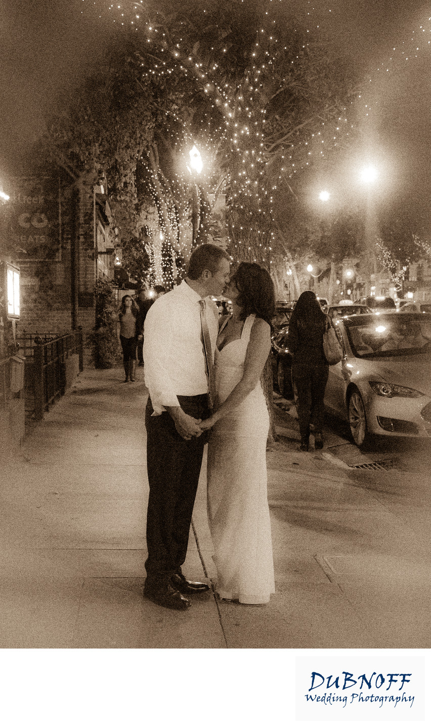 Downtown Wedding in Walnut Creek, CA in the Evening