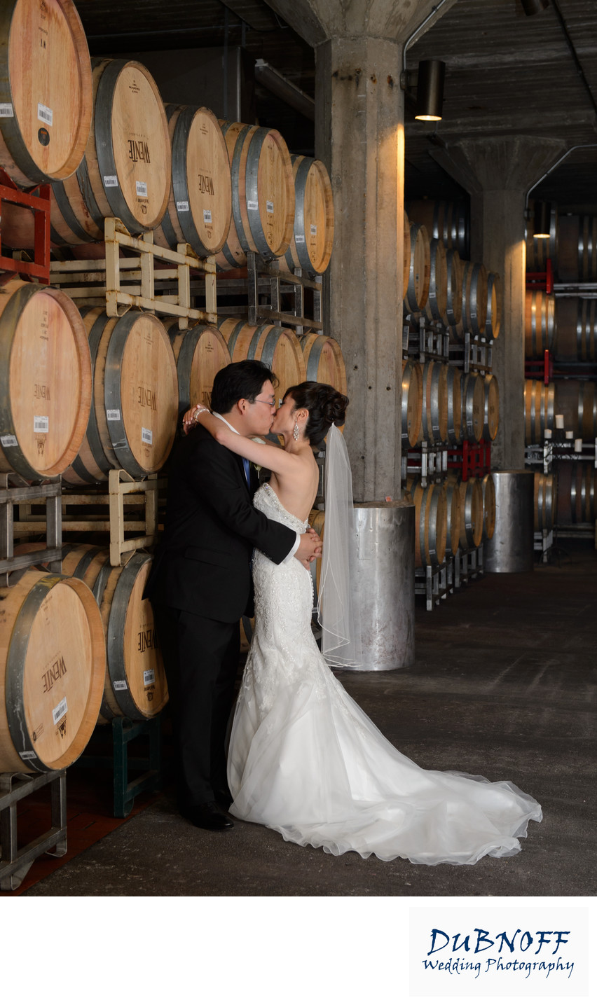 Wedding Photography in the Cellar Room at Wente Winery