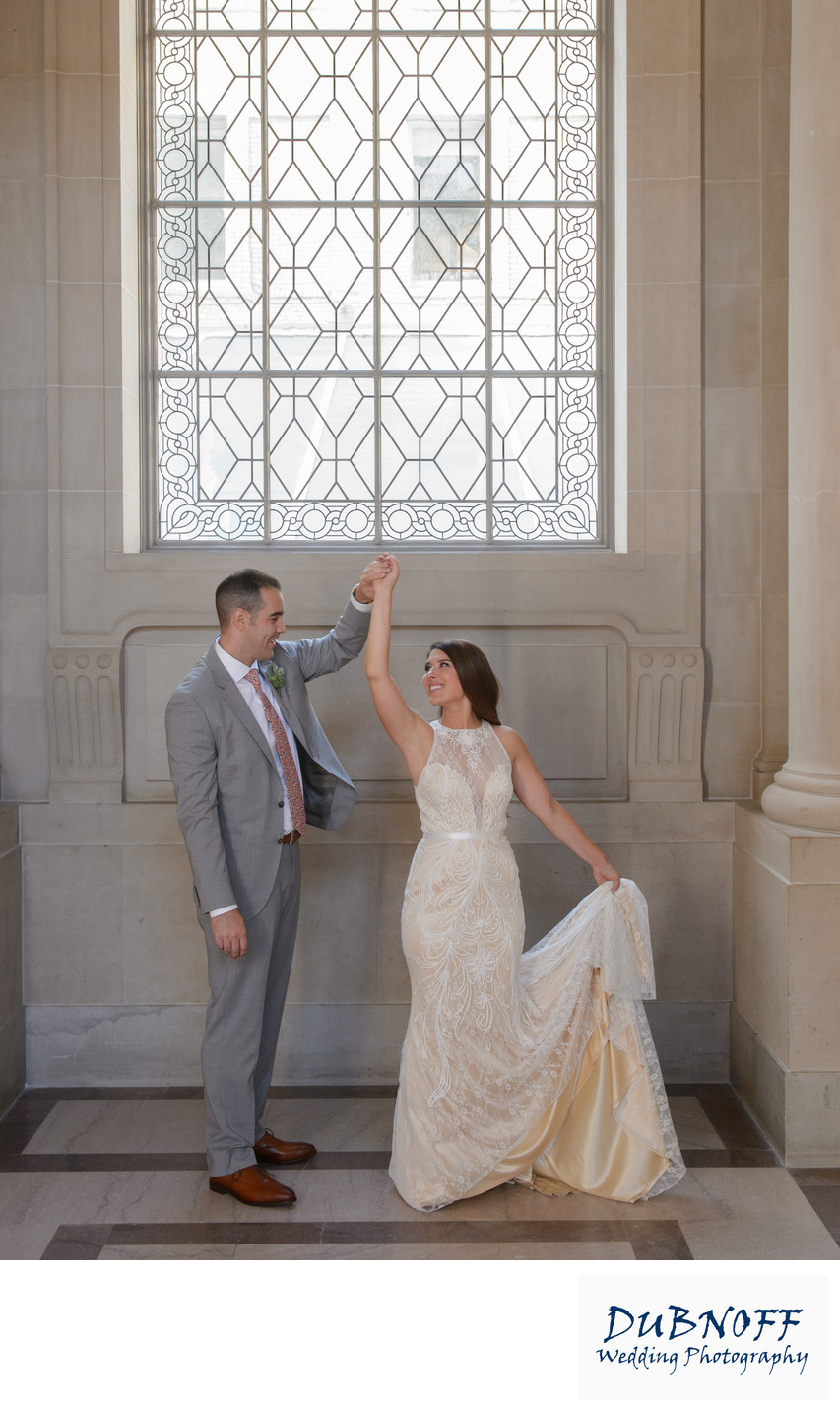 San Francisco City Hall Wedding Photographers - Bride Spin