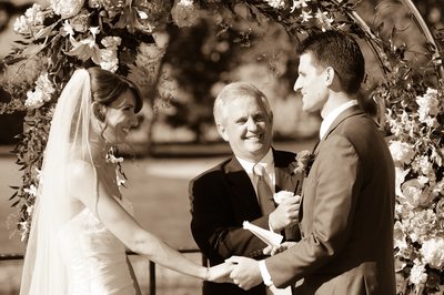 Marriage Ceremony at Blackhawk Country Club in Sepia Tone