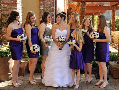 Purple Bridesmaids dresses standing out nicely at this Pleasanton Wedding Venue.