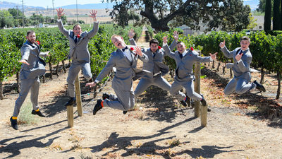 Jumping Groomsman at Garre Vineyards in Livermore Wine Country