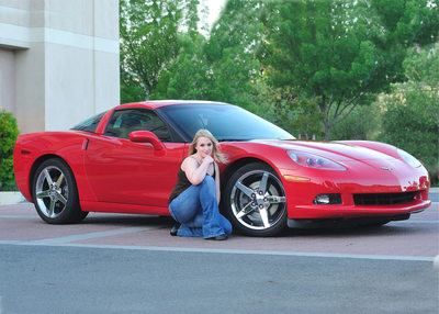 Senior Portrait Photography Session with a Red Corvette