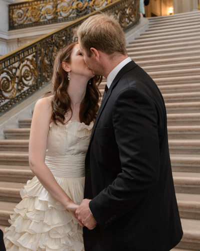San Francisco City Hall Wedding Ceremony - The First Kiss