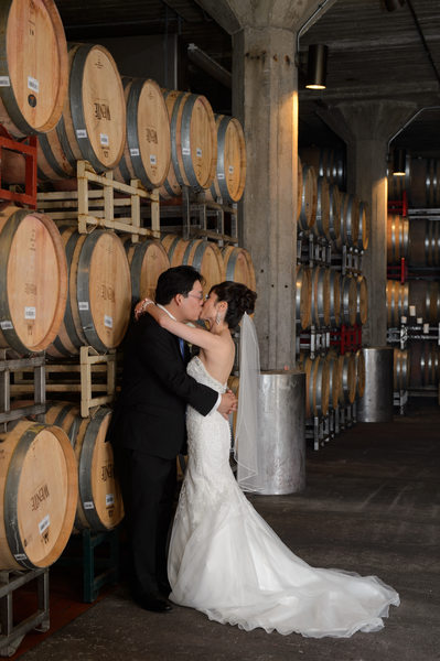 Wedding Photography in the Cellar Room at Wente Winery