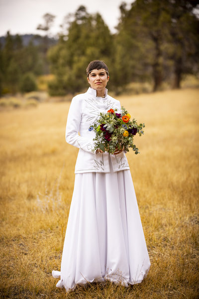 Bride alone, Juniper point and  Wedding at Gold Mountain Manor