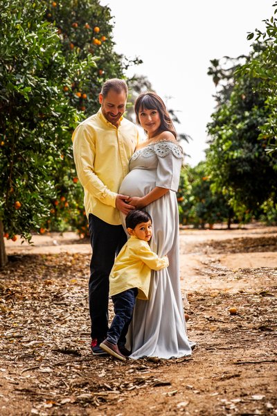 Family Maternity portrait in Orange field
