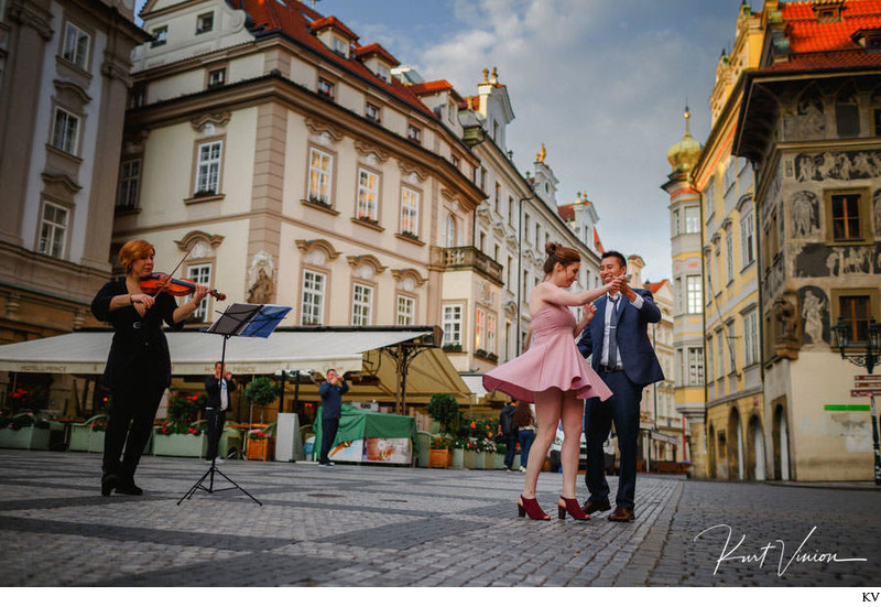 Dancing as the violinist plays on the day she said YES
