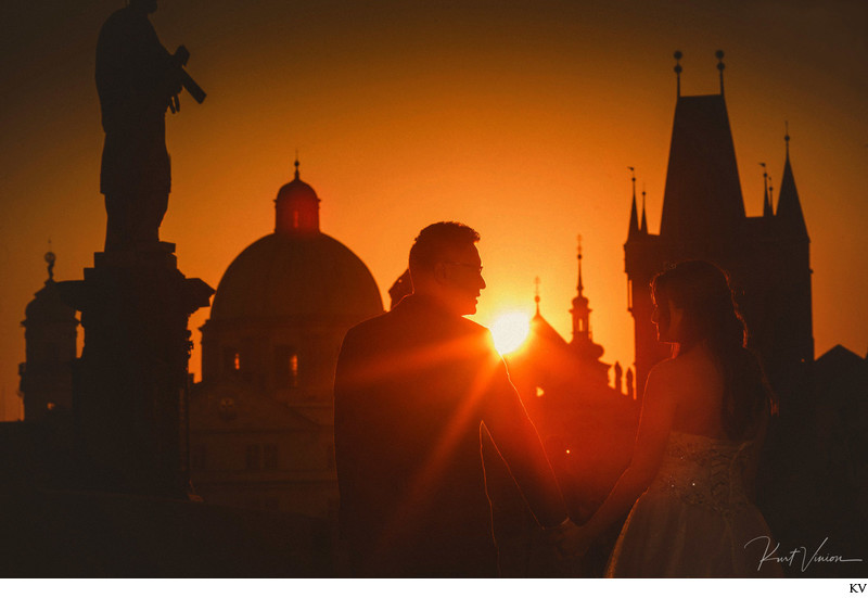 Atmospheric, sun flared sunrise portraits from Prague